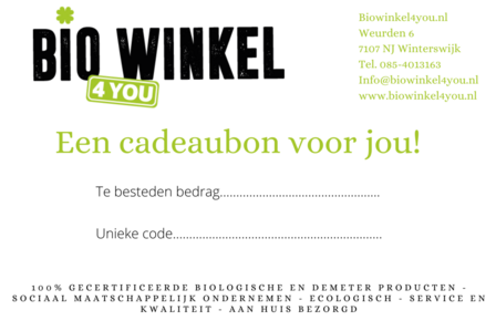 Cadeaubon Biowinkel4you.nl &euro;20,-