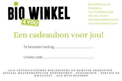 Cadeaubon Biowinkel4you.nl €20,-