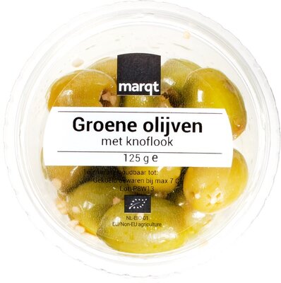 olijven groen knoflook - 125 gram
