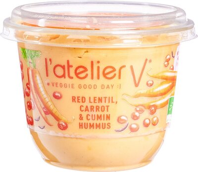 hummus rode linzen wortel komijn - l'atelier v - 150 gram